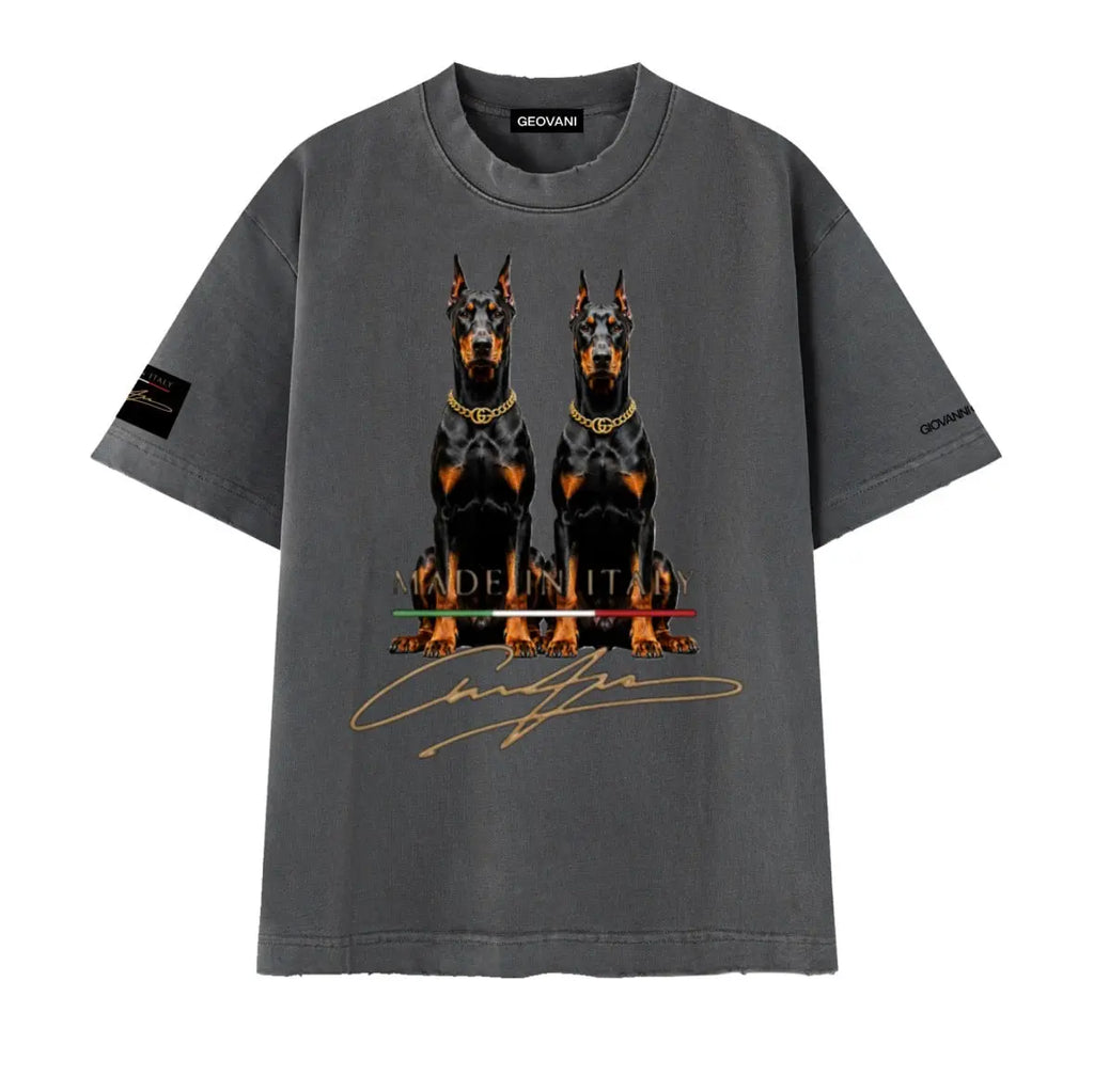 Heavyweight Vintage Washed Frayed T-Shirt GEOGARVANI